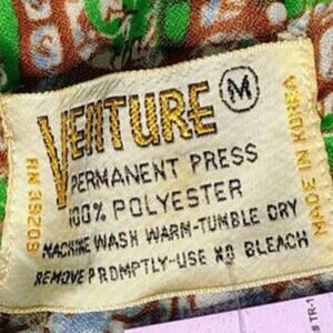 70s Polynesian Style Green Wing Tip Button Up Permanent Press Shirt Size Medium